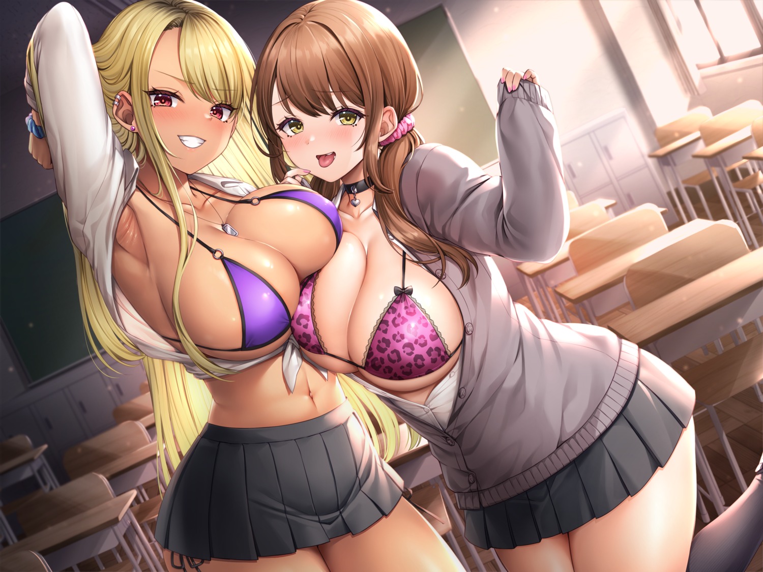 bikini bikini_top open_shirt seifuku sweater swimsuits wakuta_chisaki