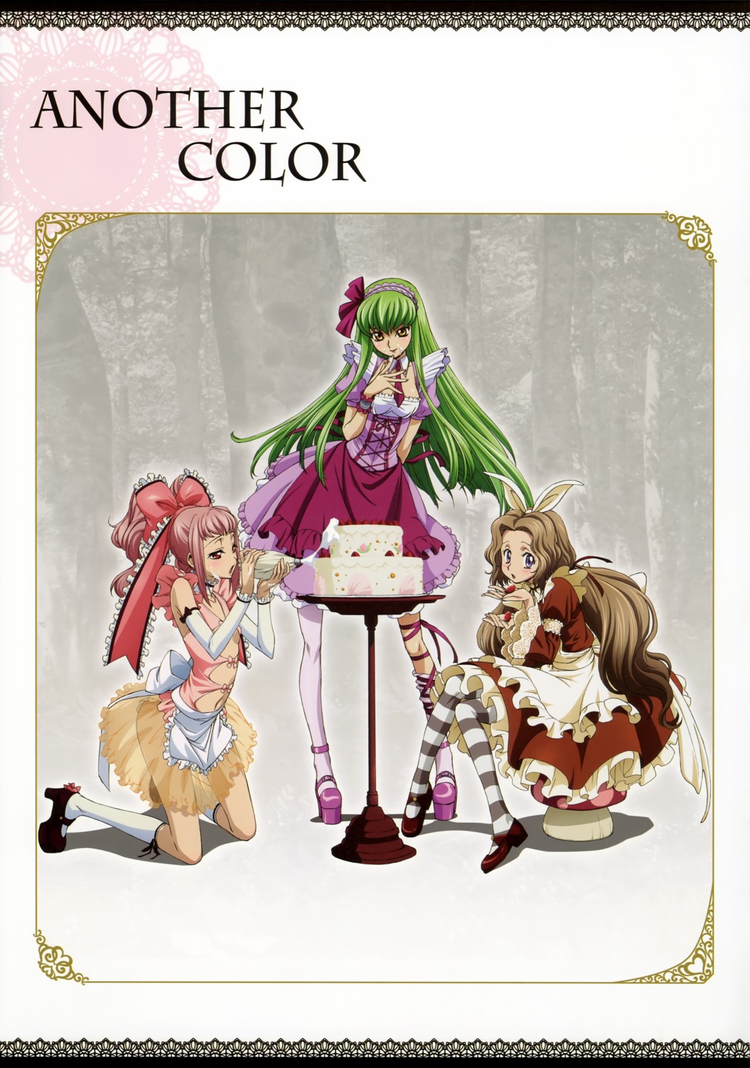 anya_alstreim c.c. code_geass cream dress kimura_takahiro maid no_bra nunnally_in_wonderland nunnally_lamperouge pantyhose see_through