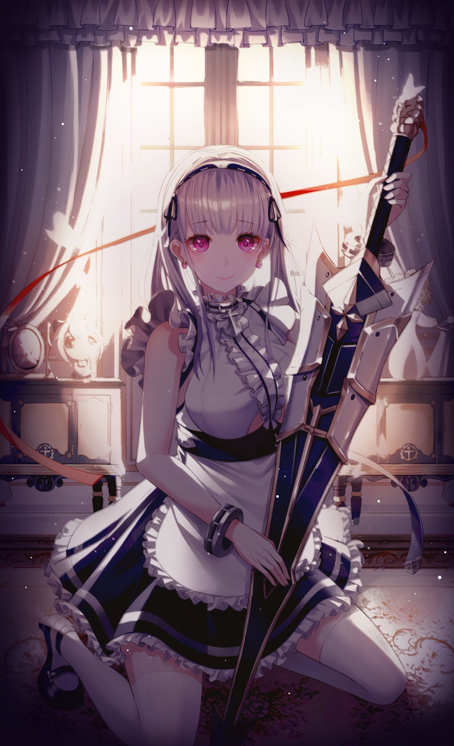 azur_lane dido_(azur_lane) heels hyangu maid sword thighhighs