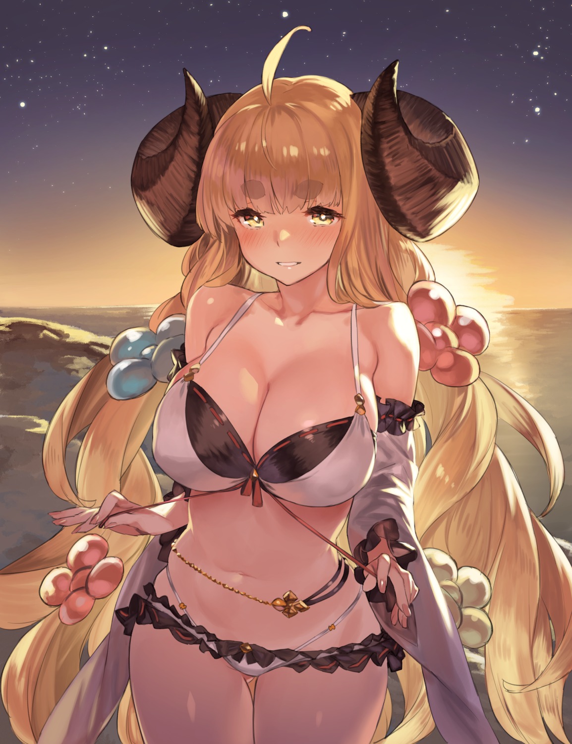 92m anila_(granblue_fantasy) bikini cleavage granblue_fantasy horns swimsuits