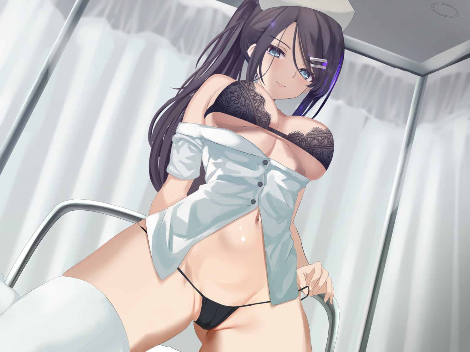 bra cameltoe kesoshirou nurse open_shirt pantsu thighhighs undressing