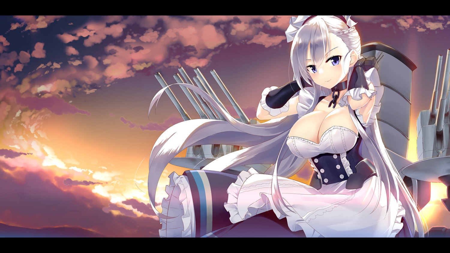 azur_lane belfast_(azur_lane) cleavage jun_project maid