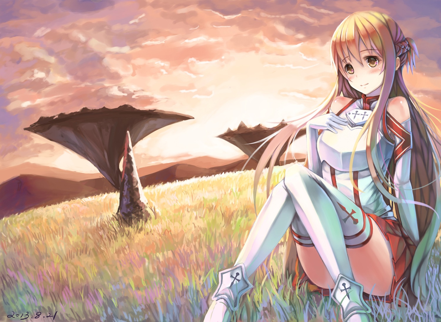 armor asuna_(sword_art_online) feihong sword_art_online thighhighs