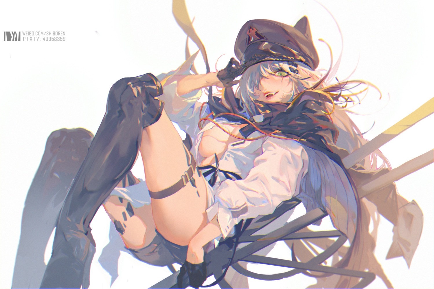 garter heels no_bra open_shirt tagme thighhighs