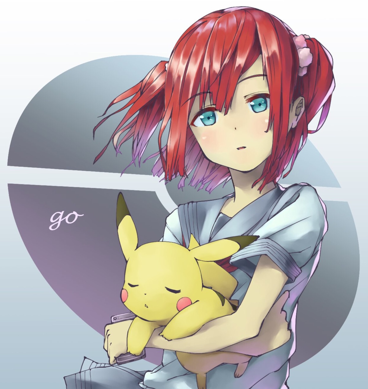 crossover kurosawa_ruby love_live!_sunshine!! pikachu pokemon pokemon_go seifuku