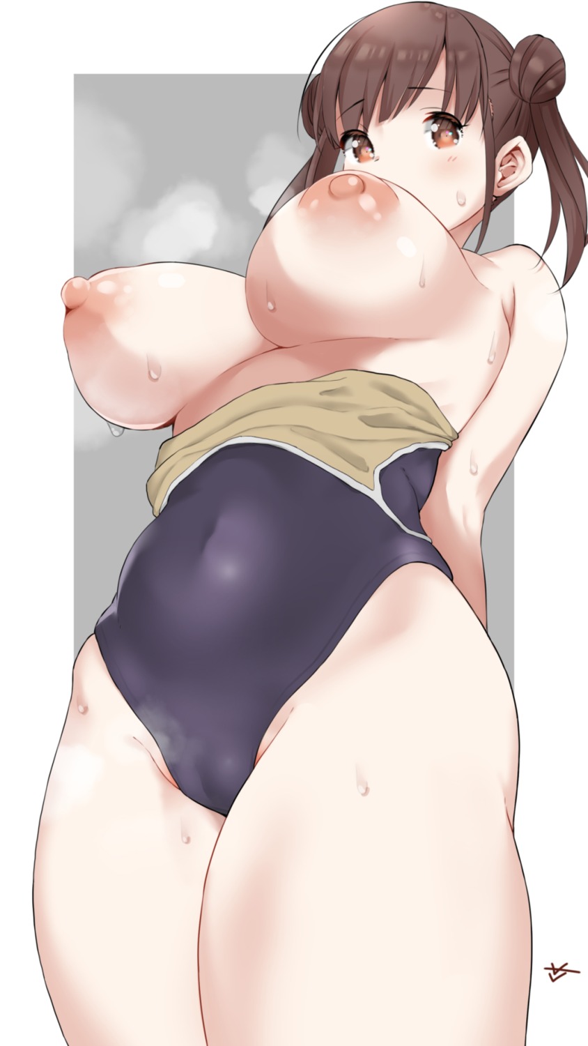 breasts c@rbon cameltoe nipples school_swimsuit sonoda_chiyoko swimsuits the_idolm@ster the_idolm@ster_shiny_colors wet