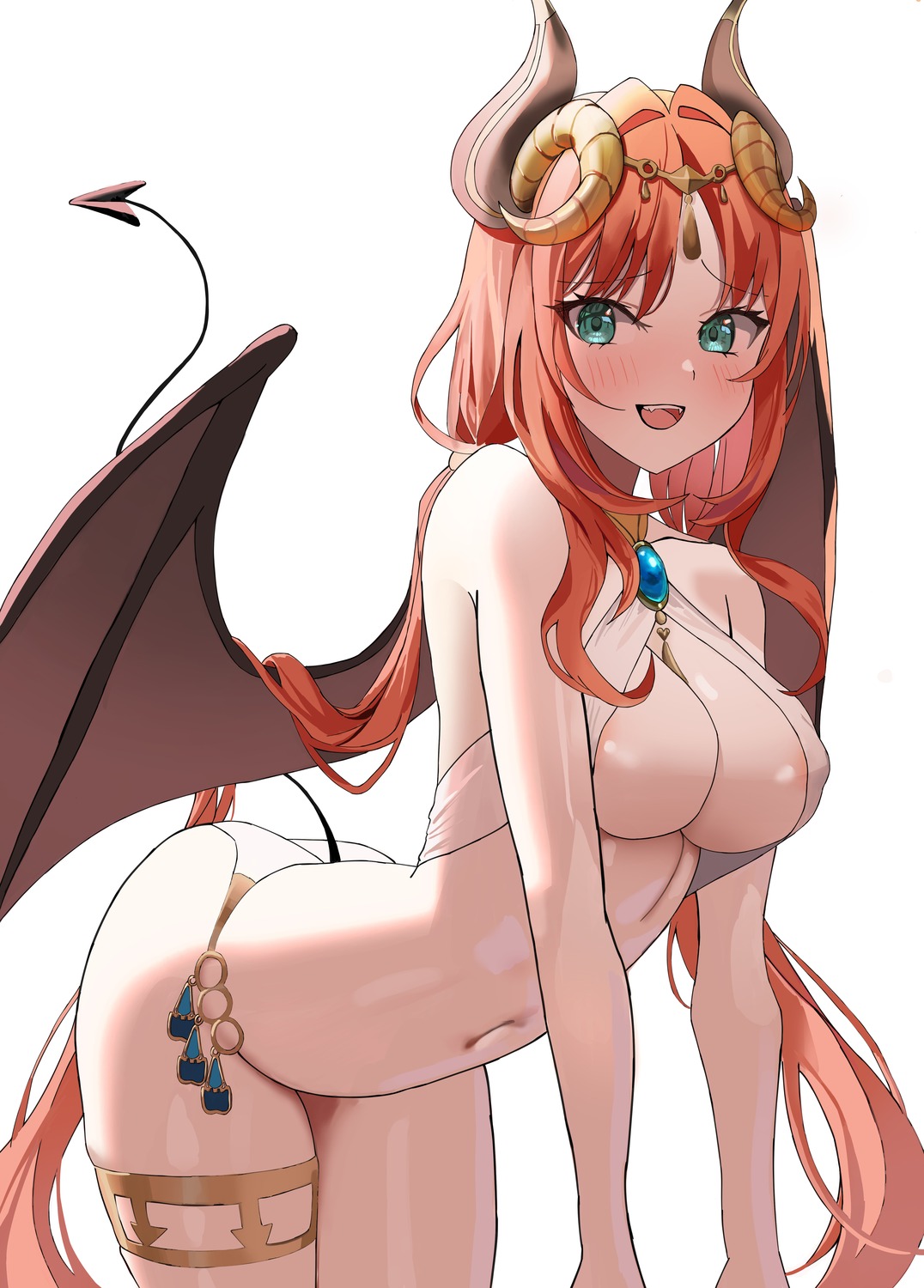areola devil erect_nipples espresso_1004 garter genshin_impact horns nilou no_bra pantsu tail wings
