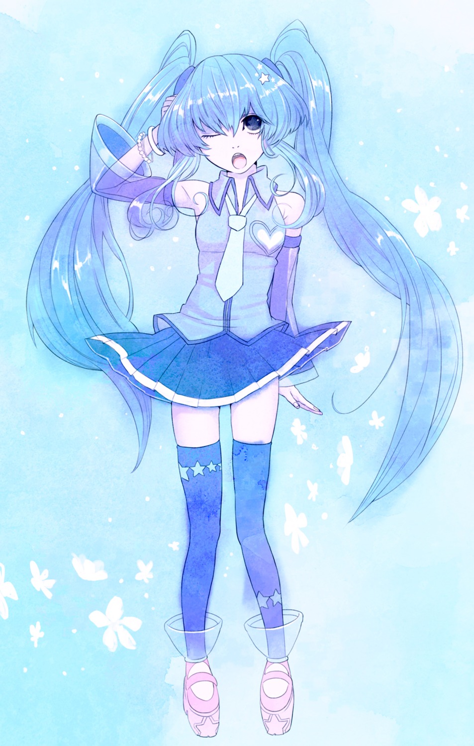 hatsune_miku kotetu thighhighs vocaloid