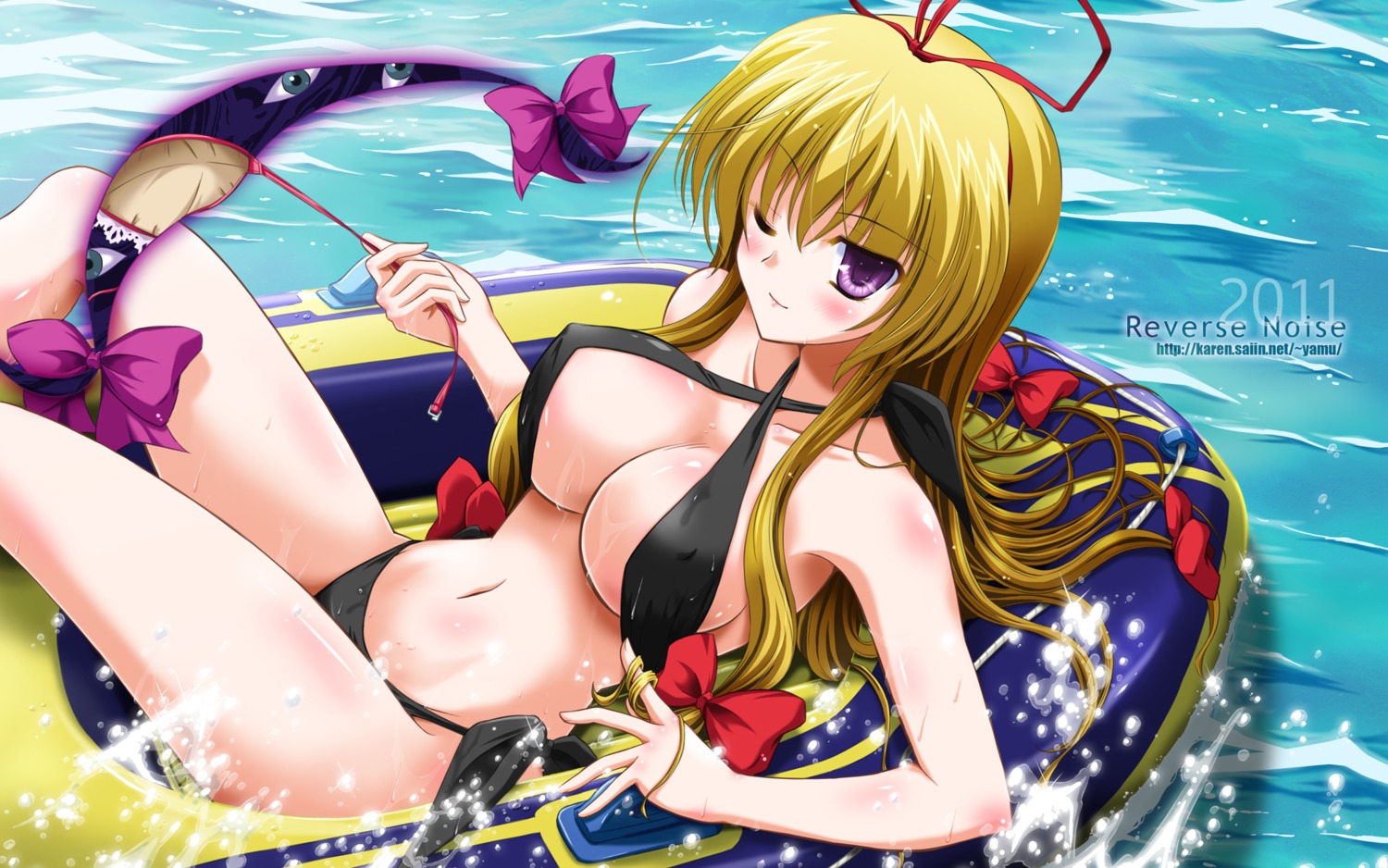 cleavage erect_nipples sling_bikini swimsuits touhou wallpaper yakumo_yukari yamu