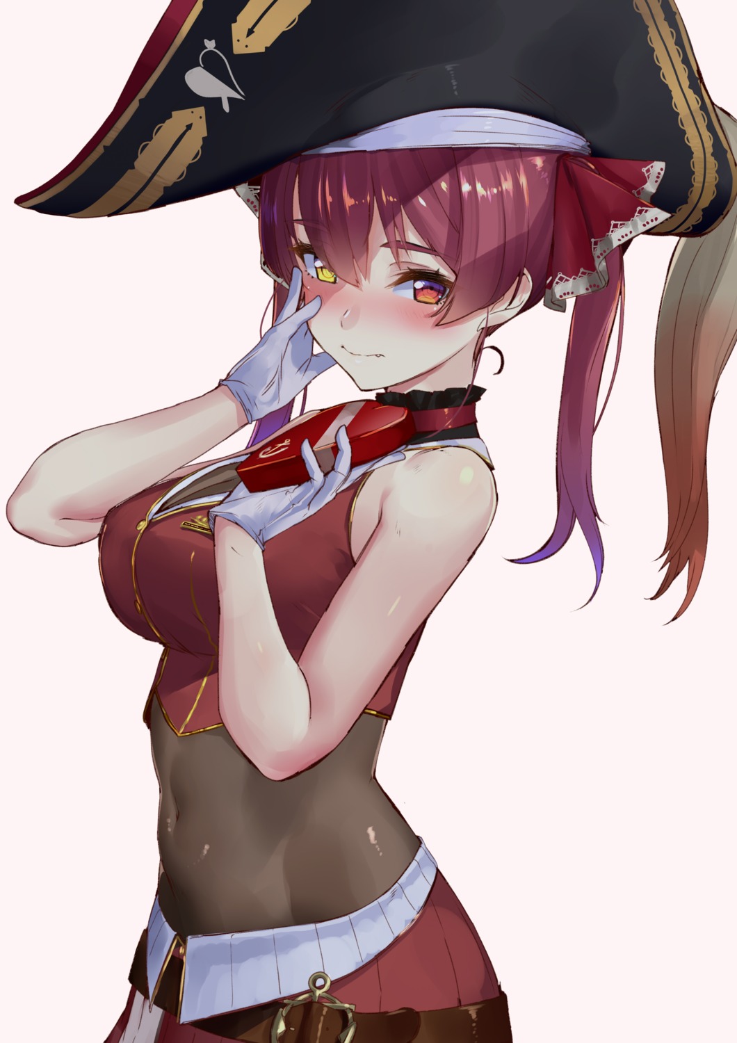 akasa_ai bodysuit breast_hold heterochromia hololive houshou_marine pirate valentine