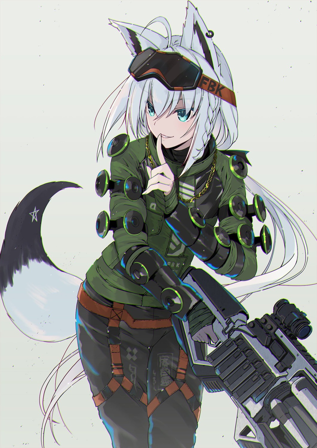 animal_ears denken gun hololive hololive_gamers kitsune shirakami_fubuki tail