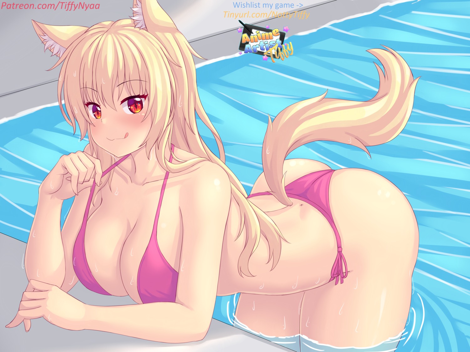 animal_ears ass bikini fast-runner-2024 nekomimi swimsuits tail tiffy wet