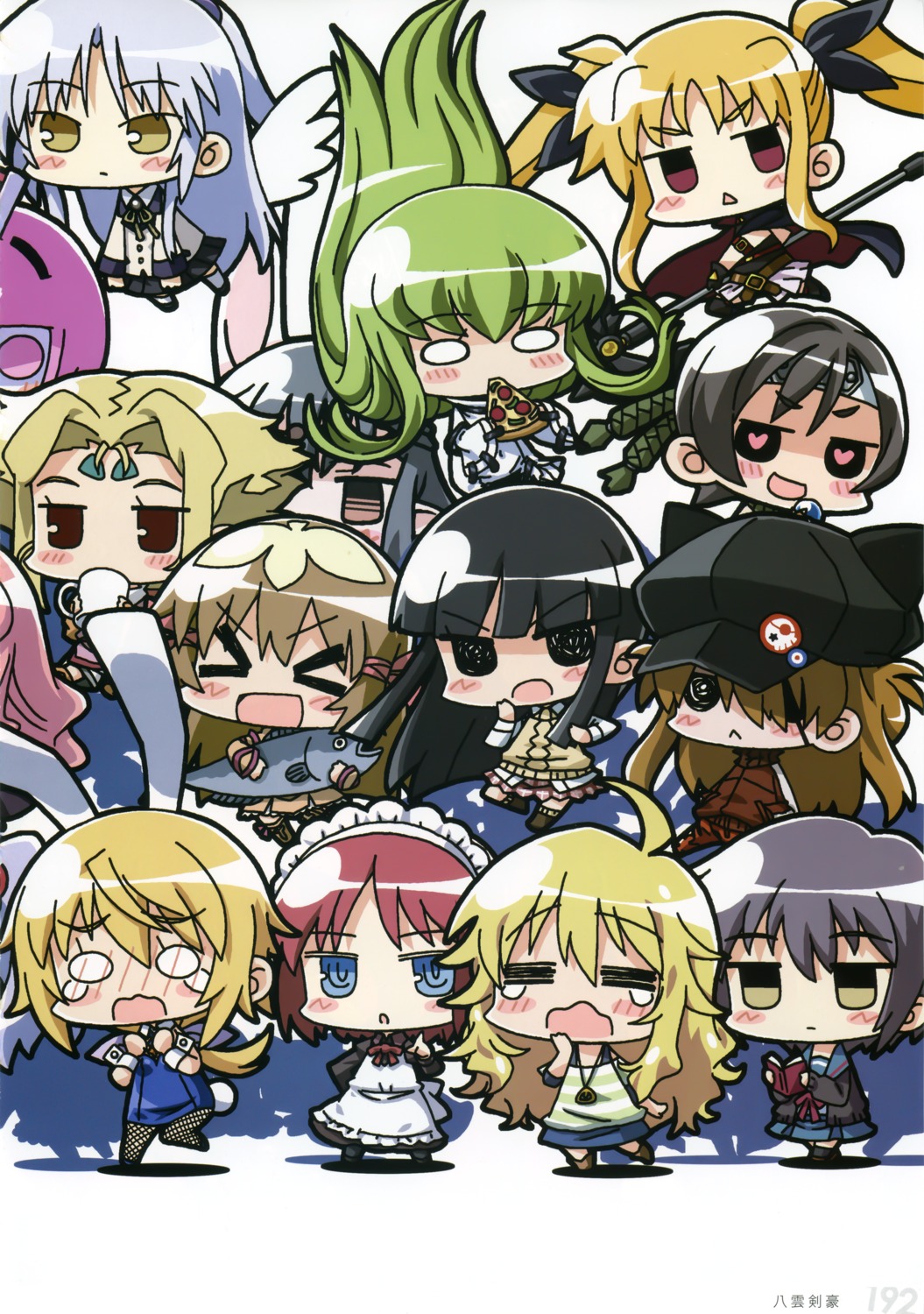 angel_beats! c.c. charlotte_dunois chibi code_geass fate_testarossa hoshii_miki infinite_stratos mahou_shoujo_lyrical_nanoha nagato_yuki neon_genesis_evangelion souryuu_asuka_langley suzumiya_haruhi_no_yuuutsu tachibana_kanade the_idolm@ster yagumo_kengou