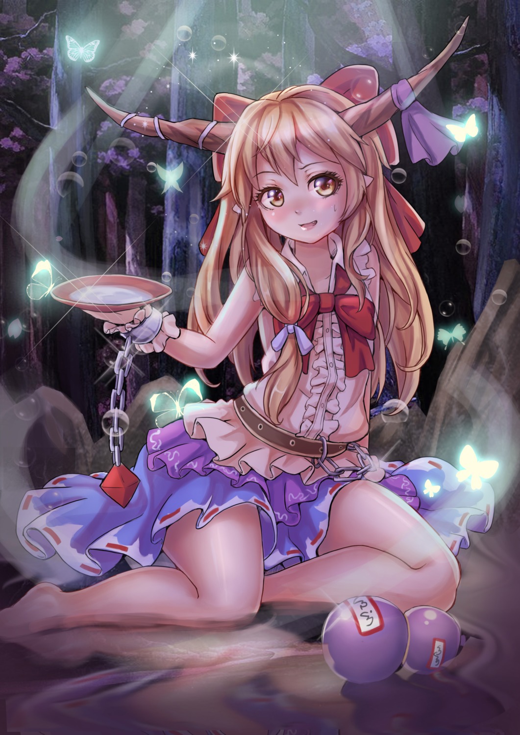 cenangam horns ibuki_suika sake touhou