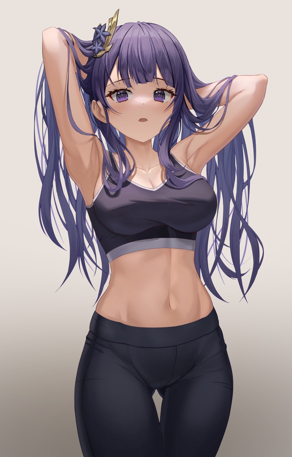 cleavage genshin_impact gym_uniform monmo_mu raiden_shogun