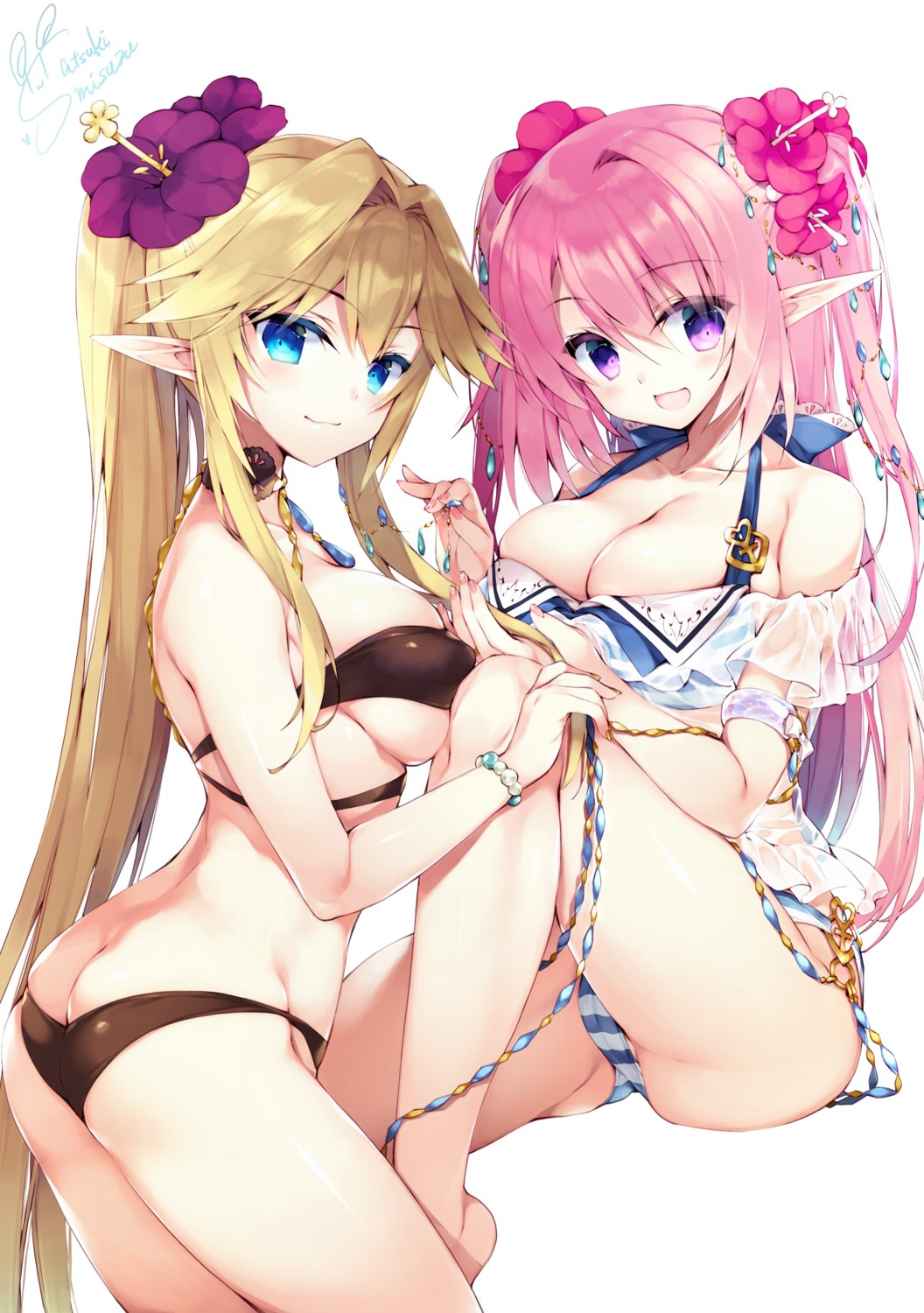 ass bikini brave_girl_ravens cameltoe pointy_ears satsuki_misuzu swimsuits