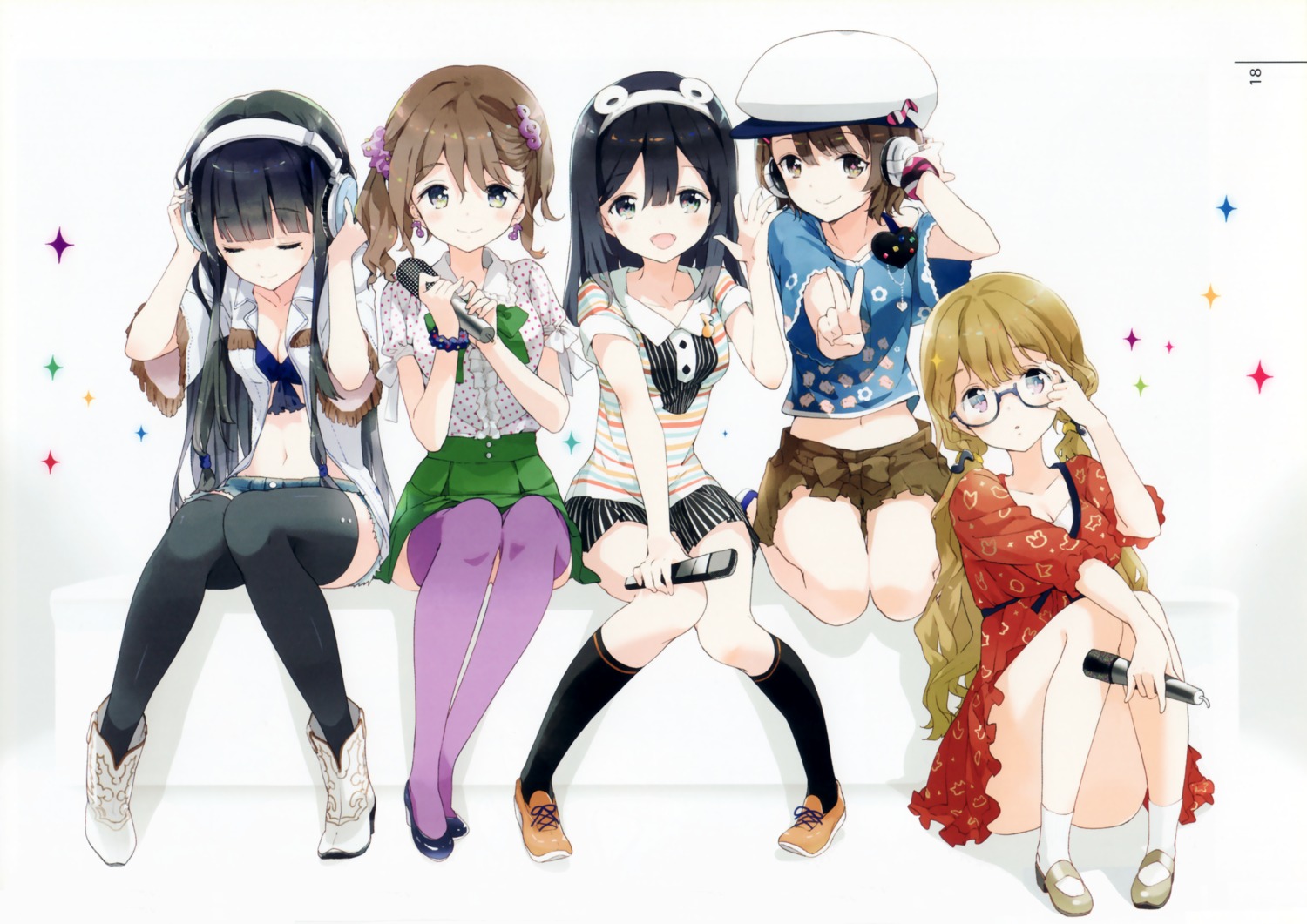 atelier_tiv bikini_top cleavage dress headphones heels megane open_shirt swimsuits thighhighs tiv