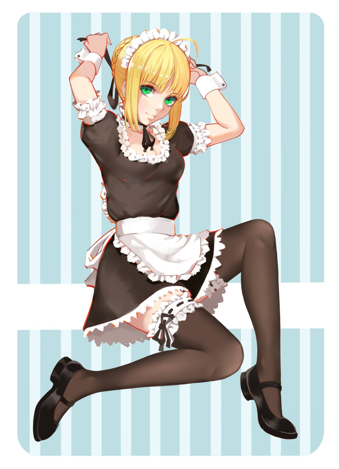 fate/stay_night garter maid saber thighhighs zhano_kun