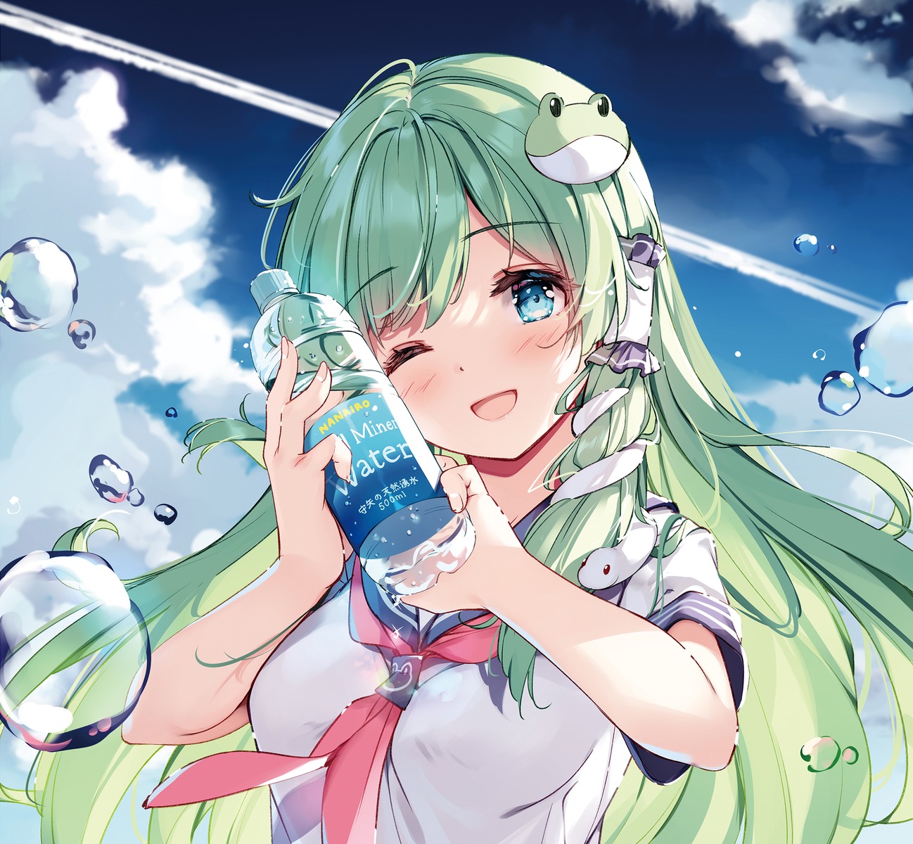 digital_version kochiya_sanae miyase_mahiro seifuku touhou