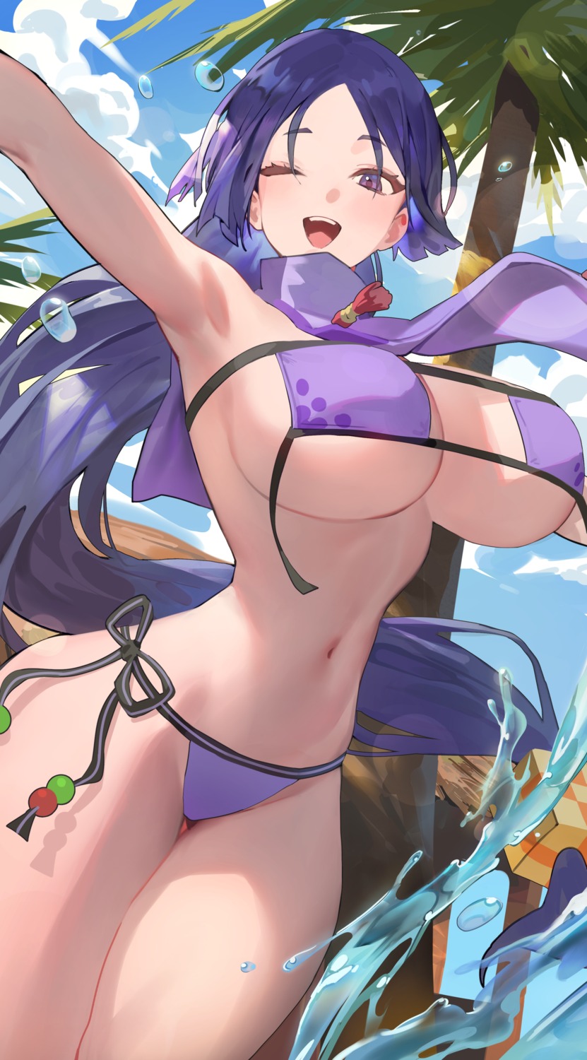 bikini fate/grand_order hood_(james_x) minamoto_no_raikou_(fate/grand_order) swimsuits thong