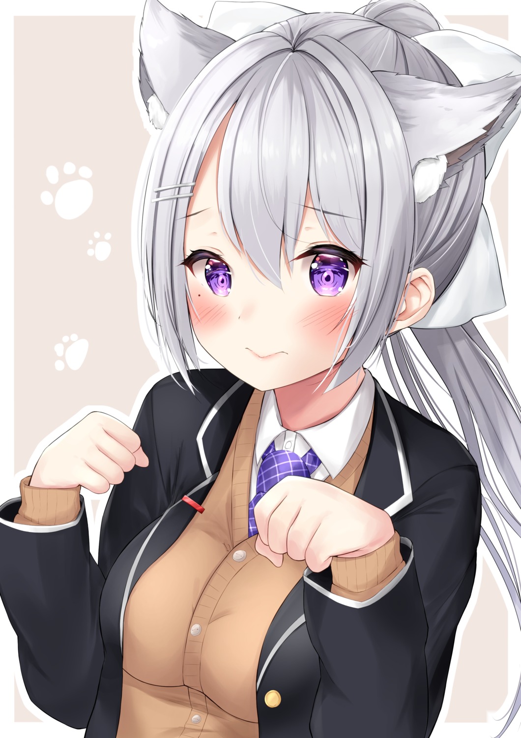 animal_ears higuchi_kaede nari_(narikashi) nijisanji seifuku sweater