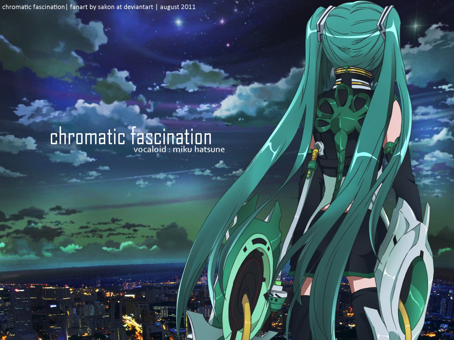 hatsune_miku landscape sakon thighhighs vocaloid wallpaper watermark weapon