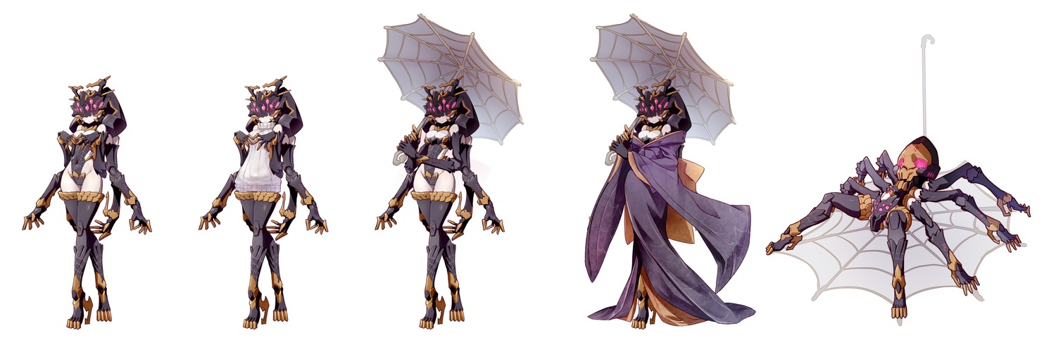 bingshan character_design kimono monster_girl sweater umbrella