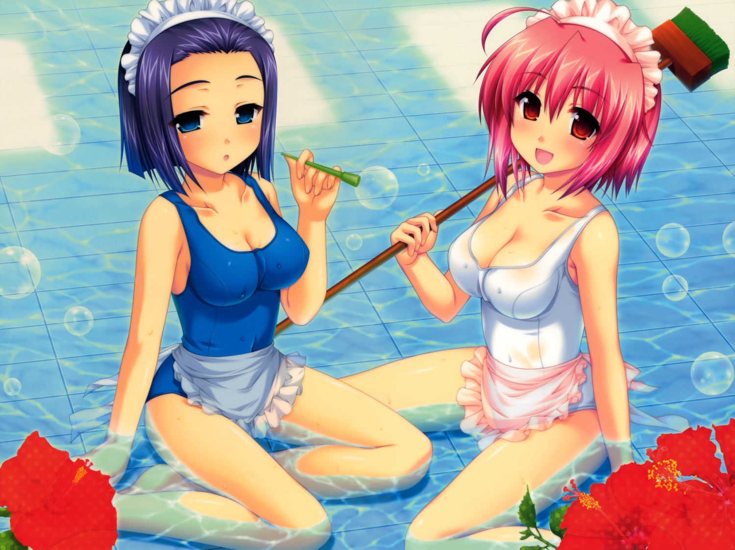 alpha cleavage maid school_swimsuit swimsuits