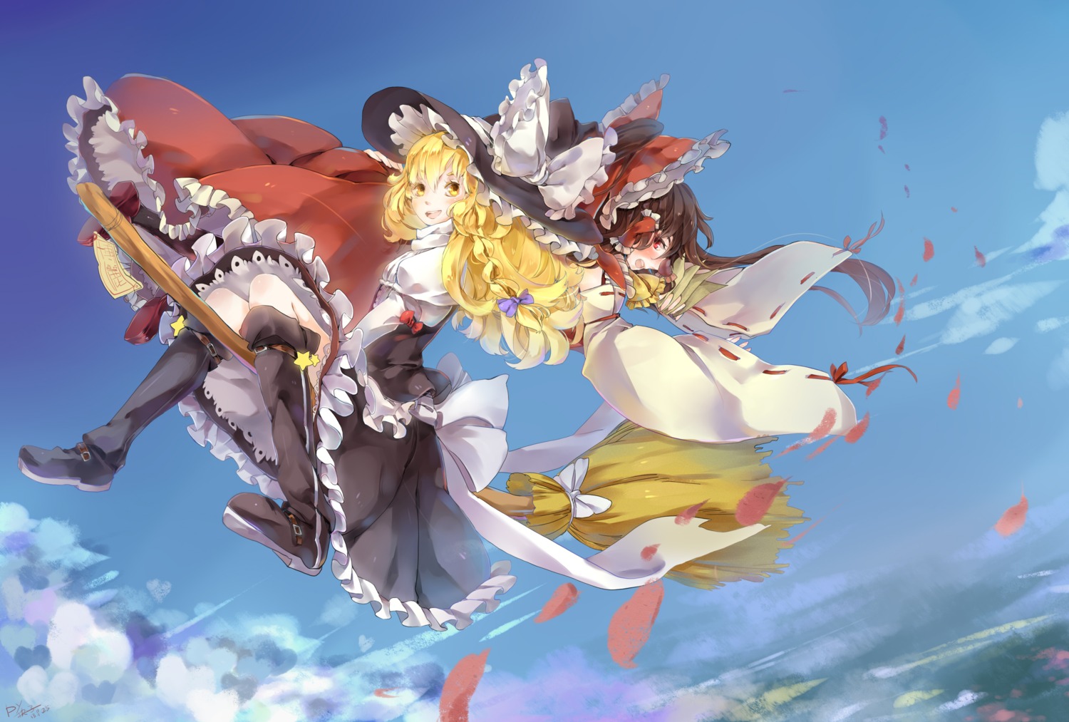 hakurei_reimu juezi-jia kirisame_marisa miko touhou