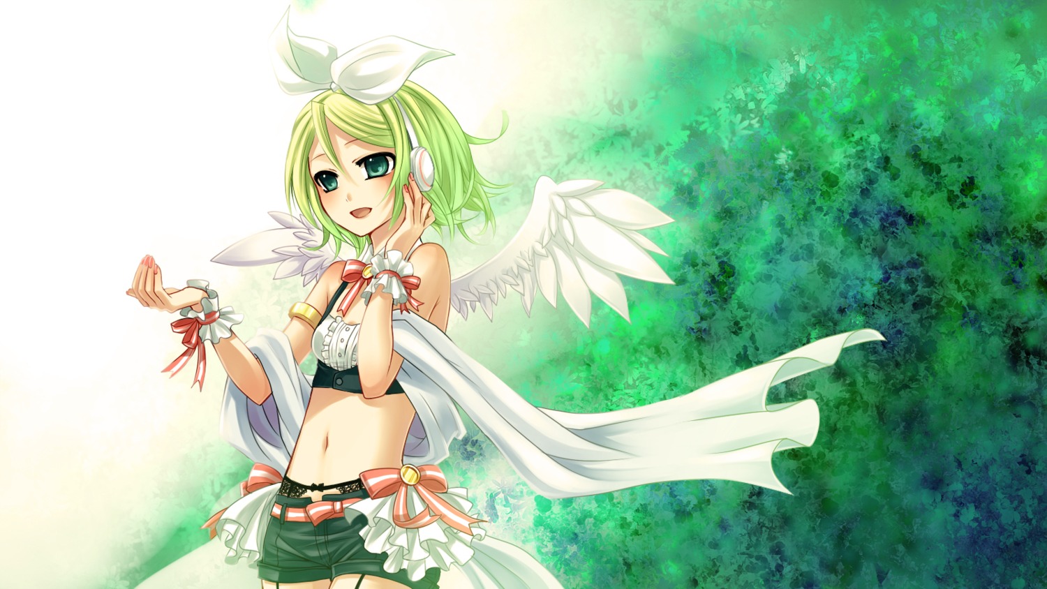 garter_belt headphones kagamine_rin stockings thighhighs vocaloid wings yayoi