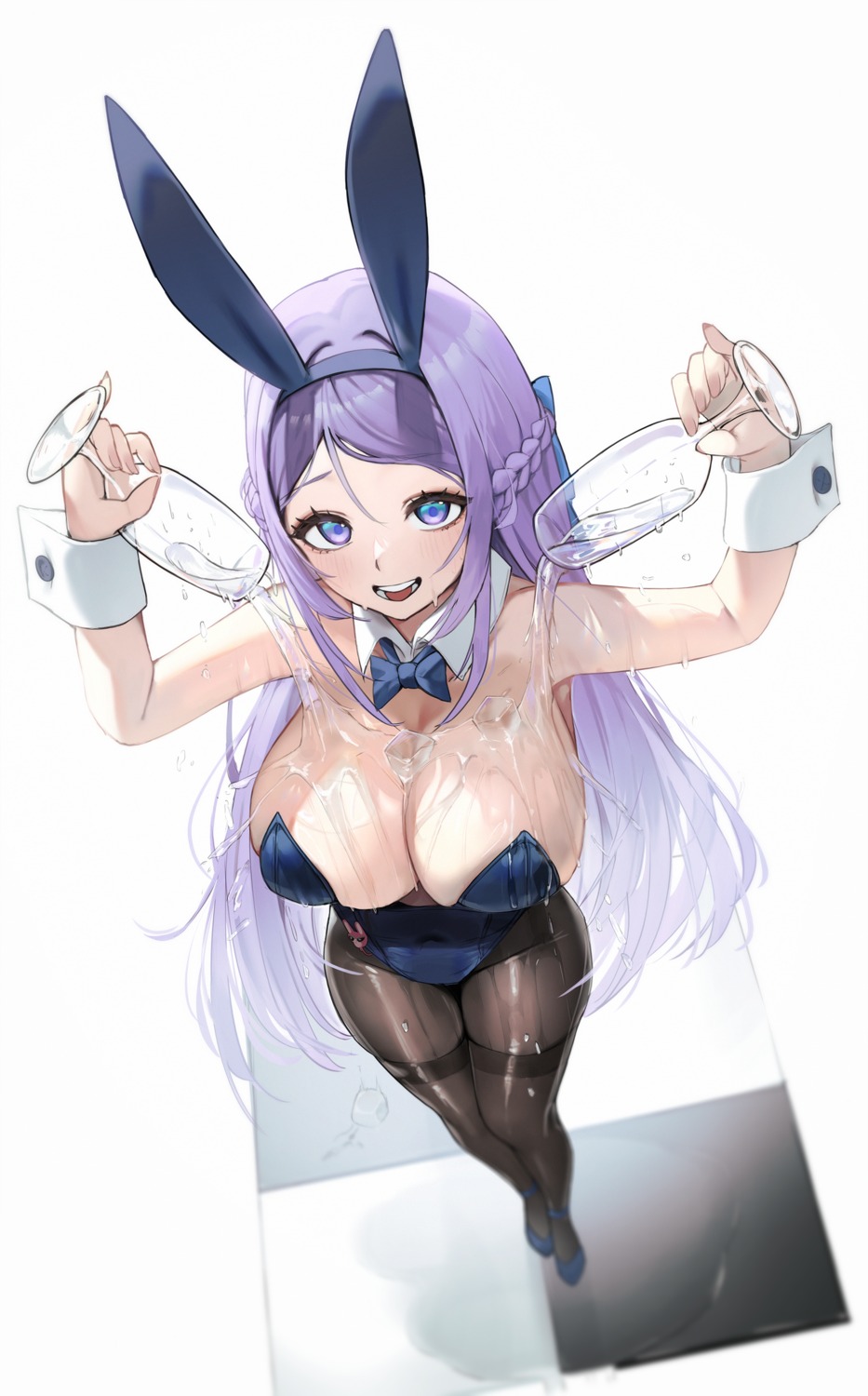 animal_ears bunny_ears bunny_girl folkwang_(nikke) gmuk goddess_of_victory:_nikke no_bra pantyhose wet