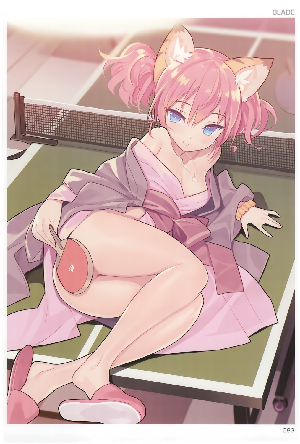 animal_ears blade loli no_bra nopan open_shirt toranoana yukata