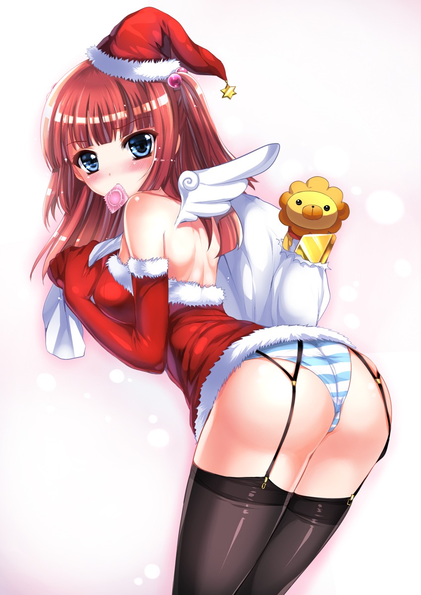 ass christmas mafuyu pantsu shimapan stockings thighhighs umineko_no_naku_koro_ni ushiromiya_ange