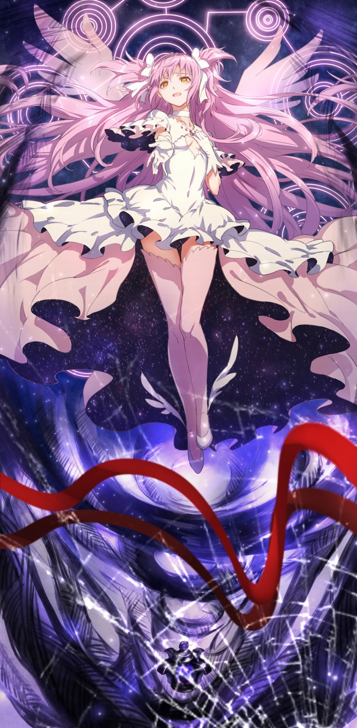 cleavage dress duplicate kaname_madoka mahou_shoujo_madoka_magica ryuuzaki_itsu thighhighs ultimate_madoka wings