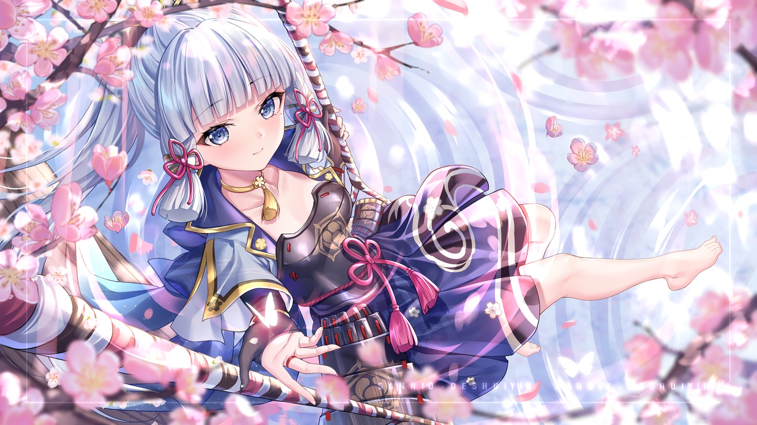 armor genshin_impact japanese_clothes kamisato_ayaka sannio wallpaper