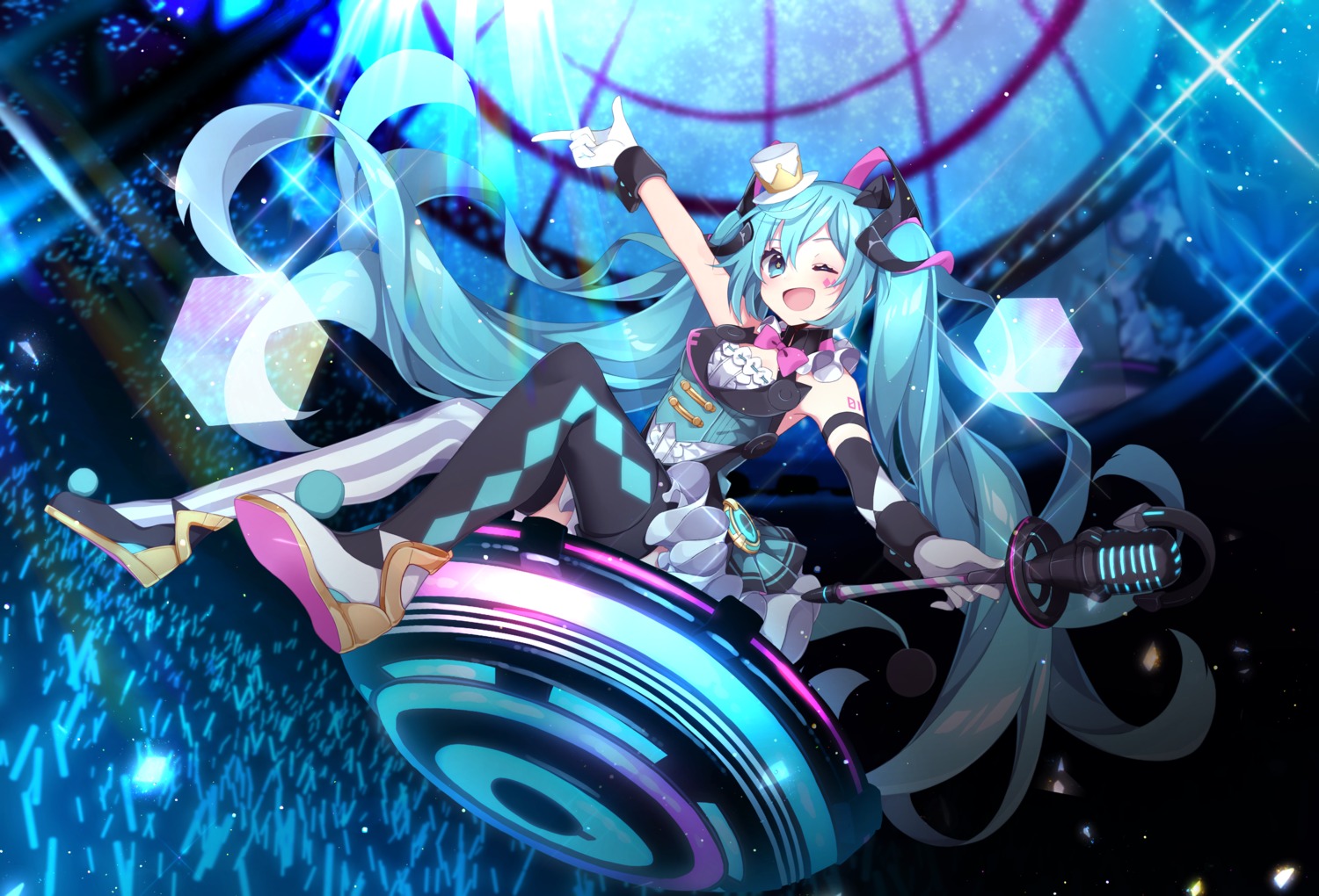 hatsune_miku hazakura_chikori magical_mirai tattoo thighhighs vocaloid