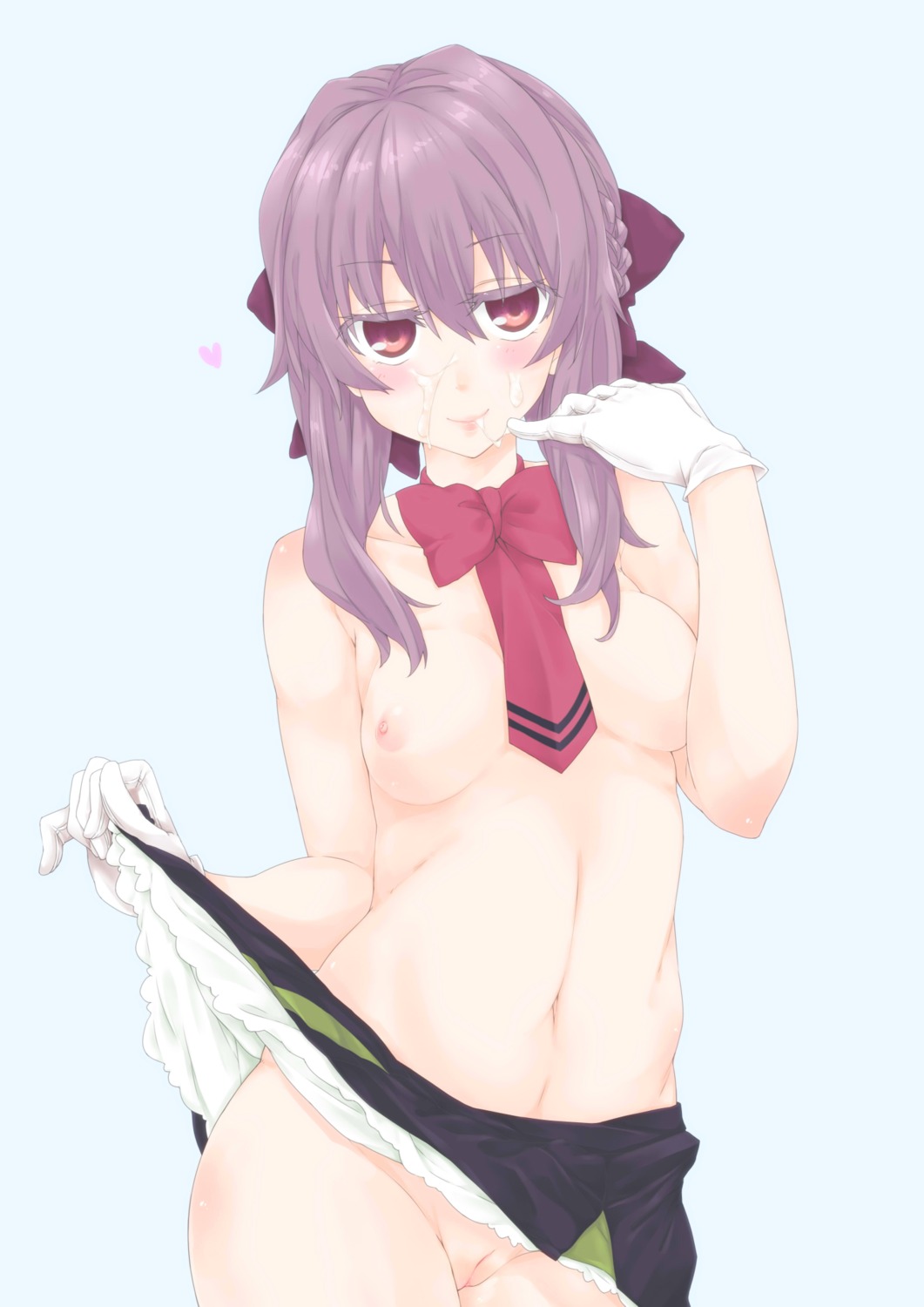 cum hiiragi_shinoa itou_ikuri nipples nopan owari_no_seraph pussy skirt_lift topless uncensored