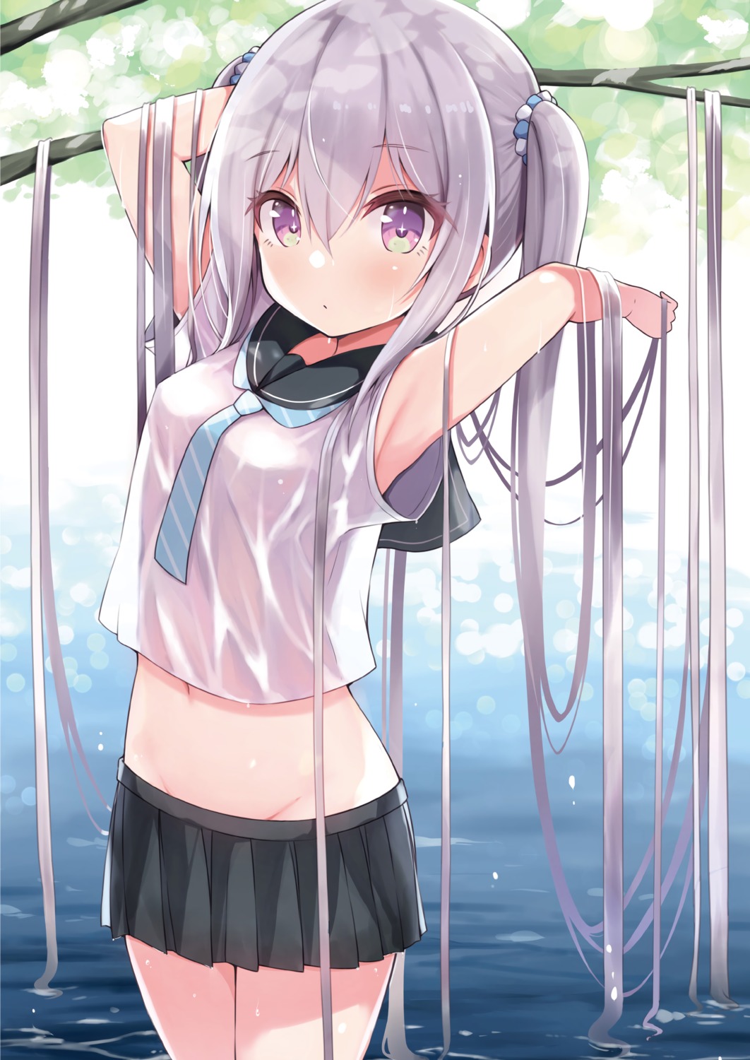 see_through seifuku siragagaga wet wet_clothes