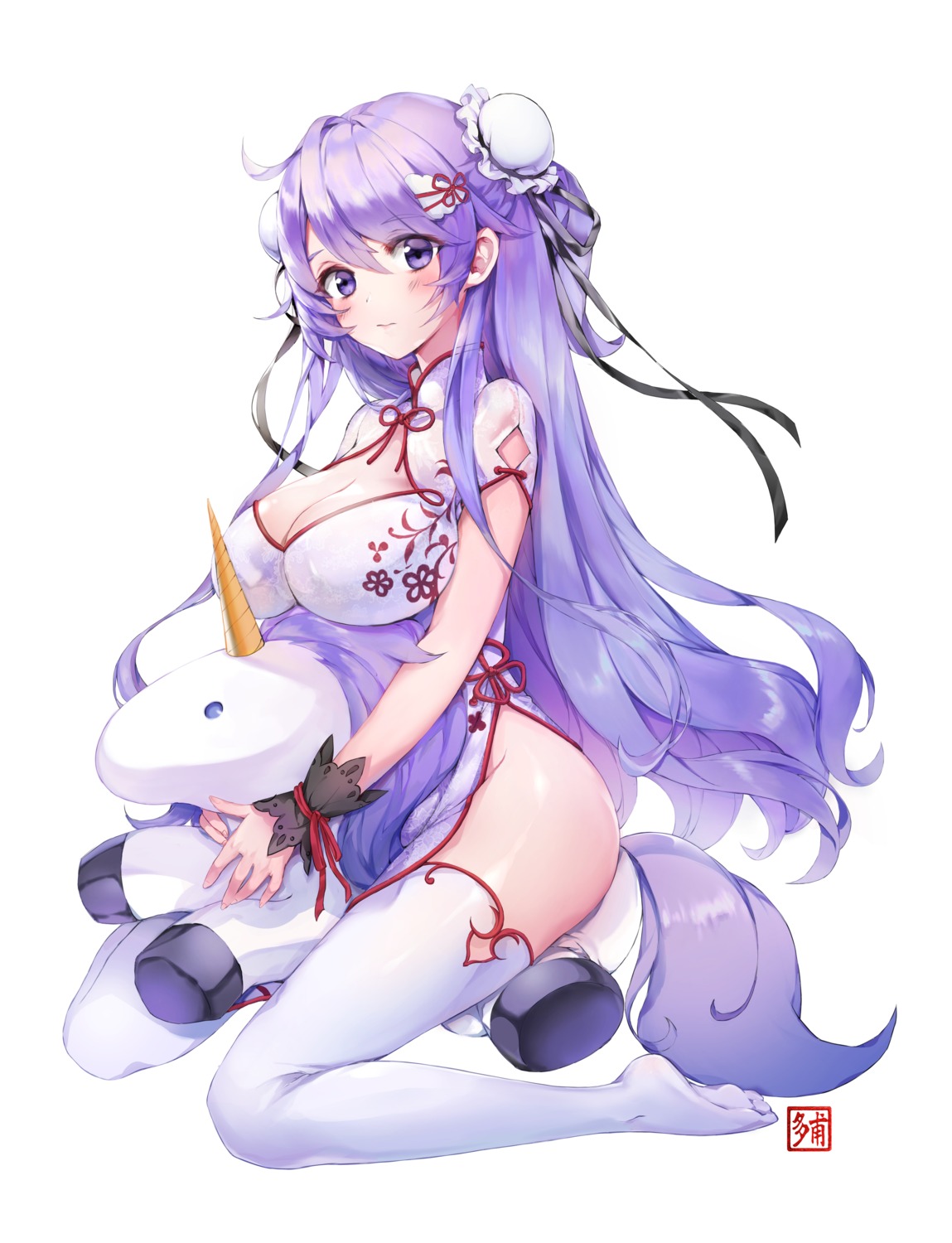 azur_lane chinadress cleavage dabo_(parksh5054) thighhighs unicorn_(azur_lane)