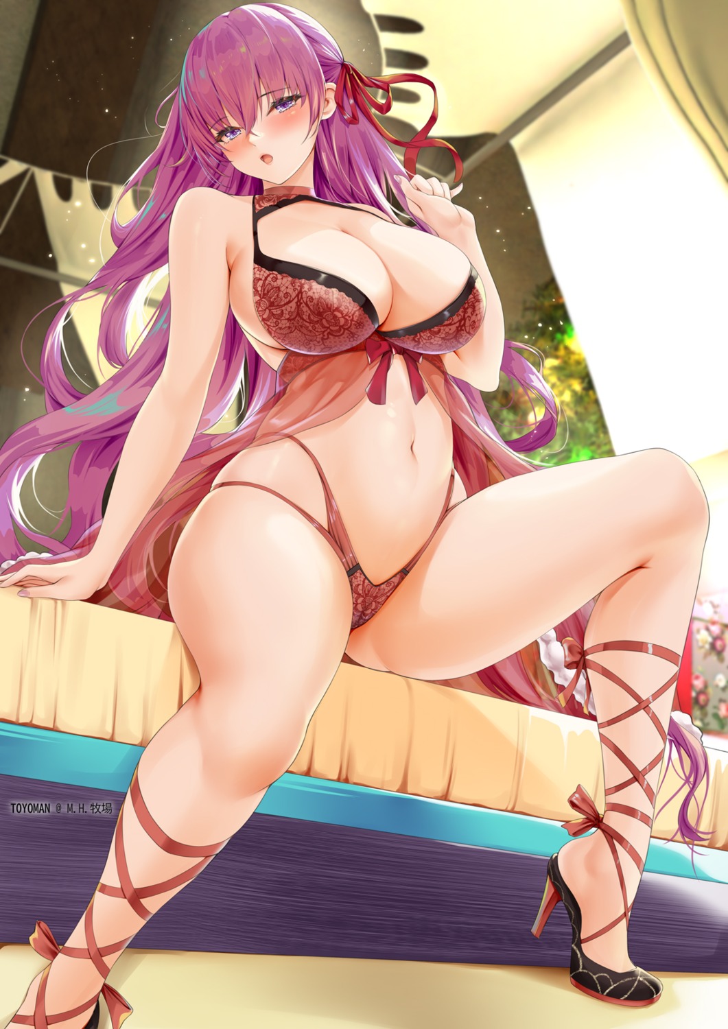 bb_(fate/extra_ccc) cameltoe fate/extra fate/extra_ccc fate/stay_night heels lingerie pantsu see_through toyoman