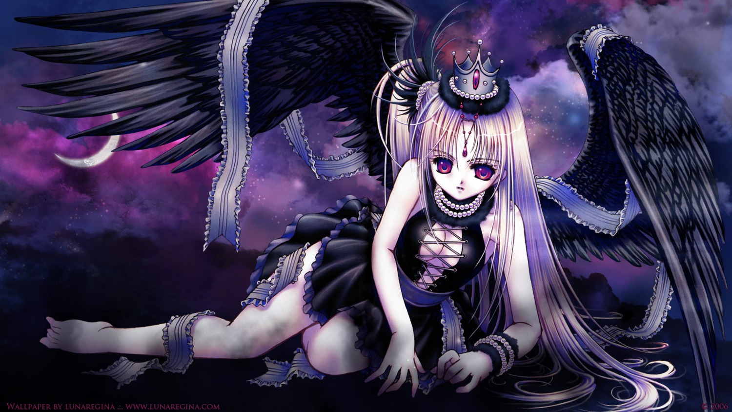angel cleavage devil gothic_lolita kazumi lolita_fashion plastic_moon wallpaper wings