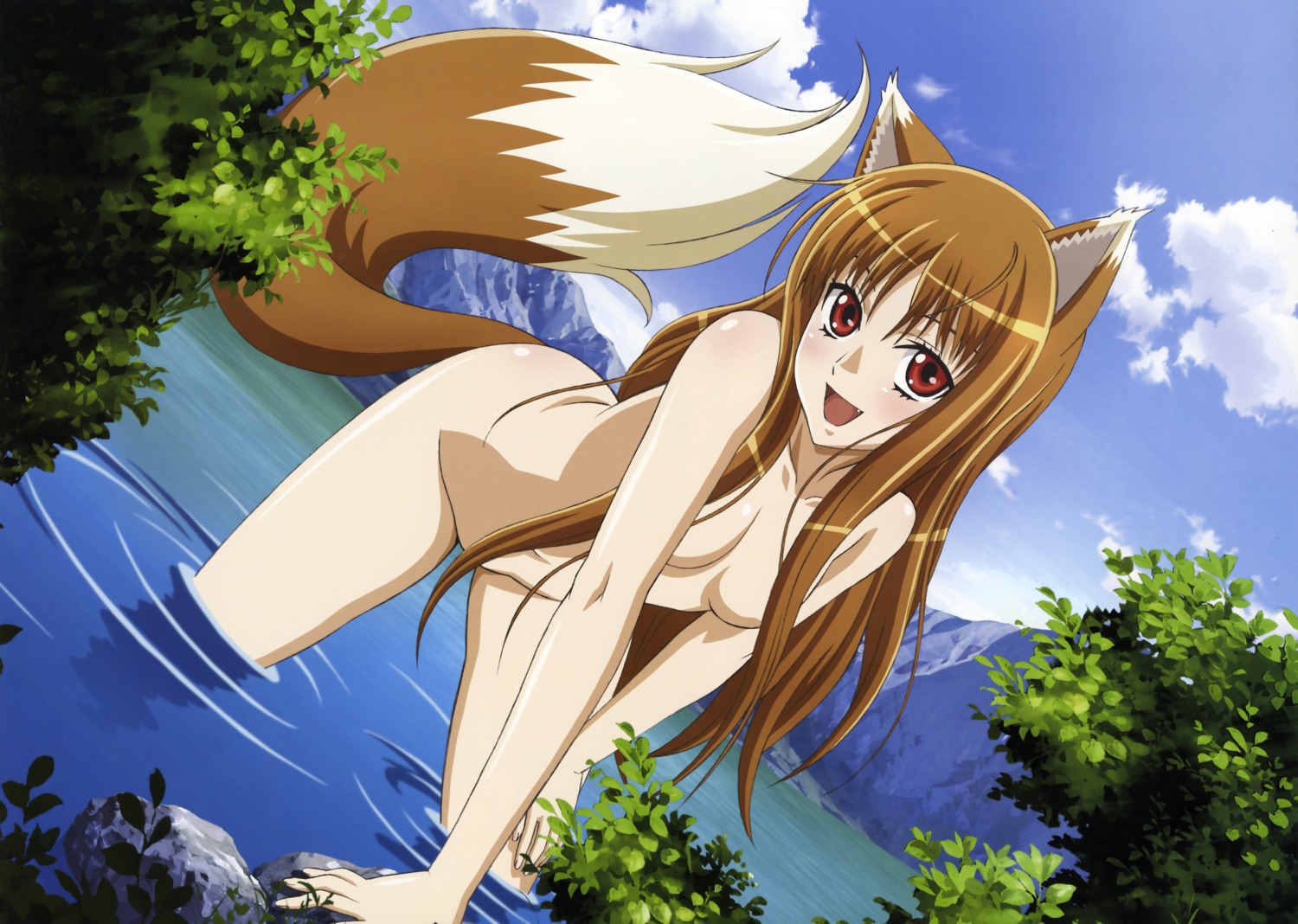 animal_ears holo naked shinohara_kenji spice_and_wolf tail