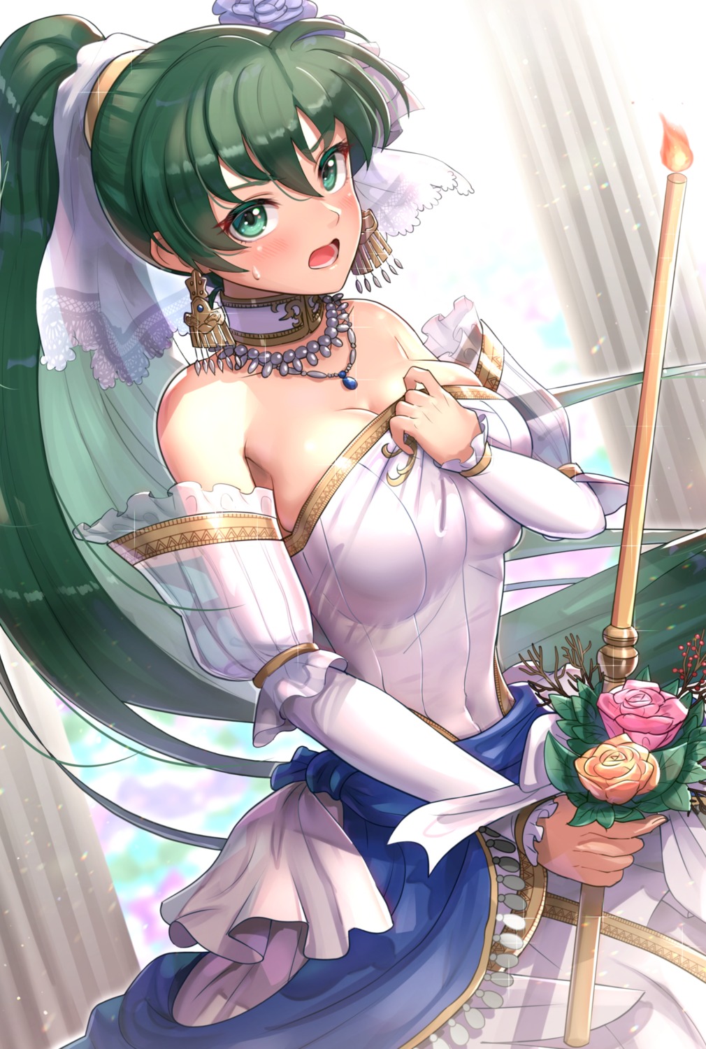 breast_hold dress fire_emblem fire_emblem:_rekka_no_ken gonzarez lyndis_(fire_emblem) no_bra wedding_dress