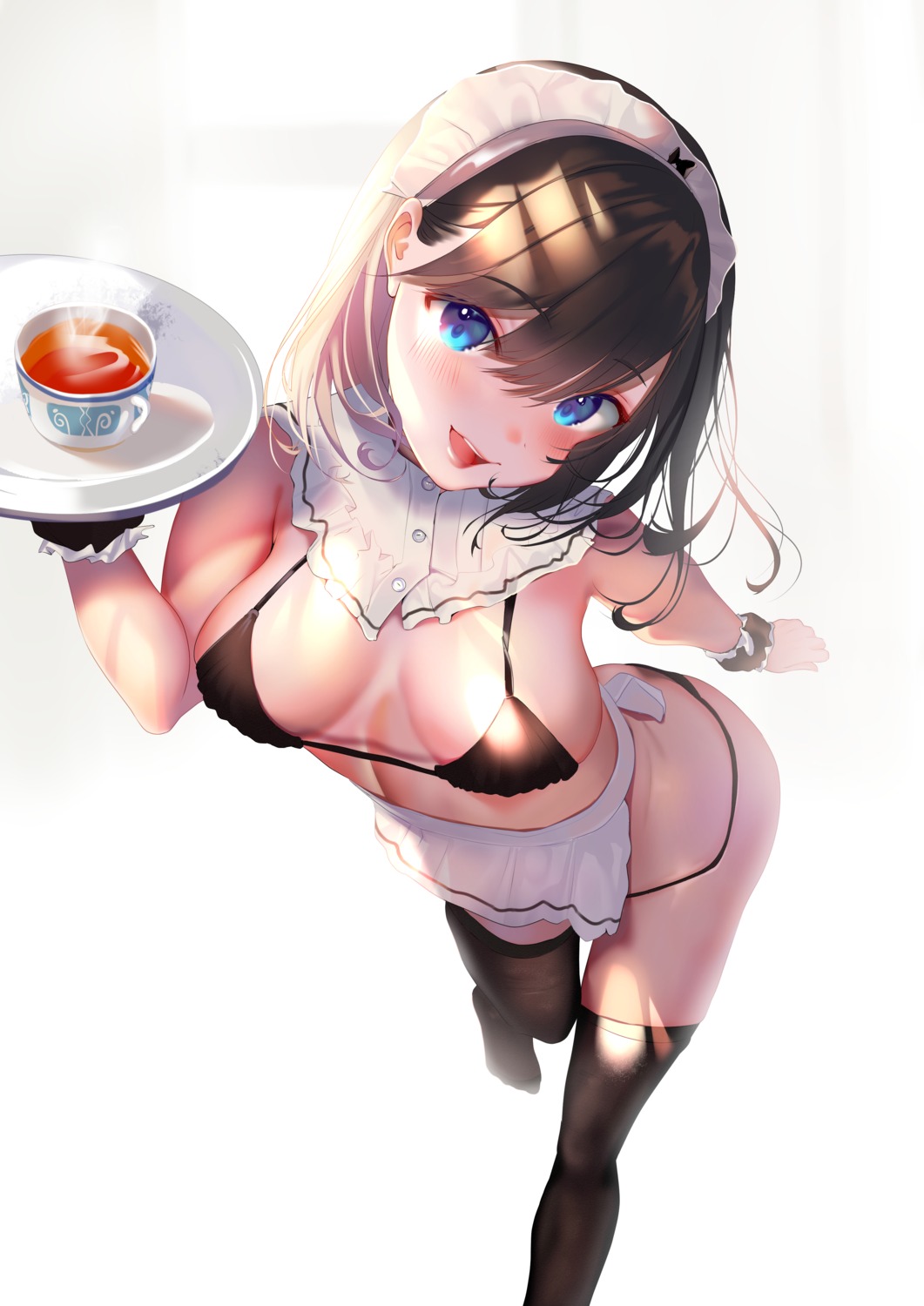 bikini inushima maid swimsuits thighhighs