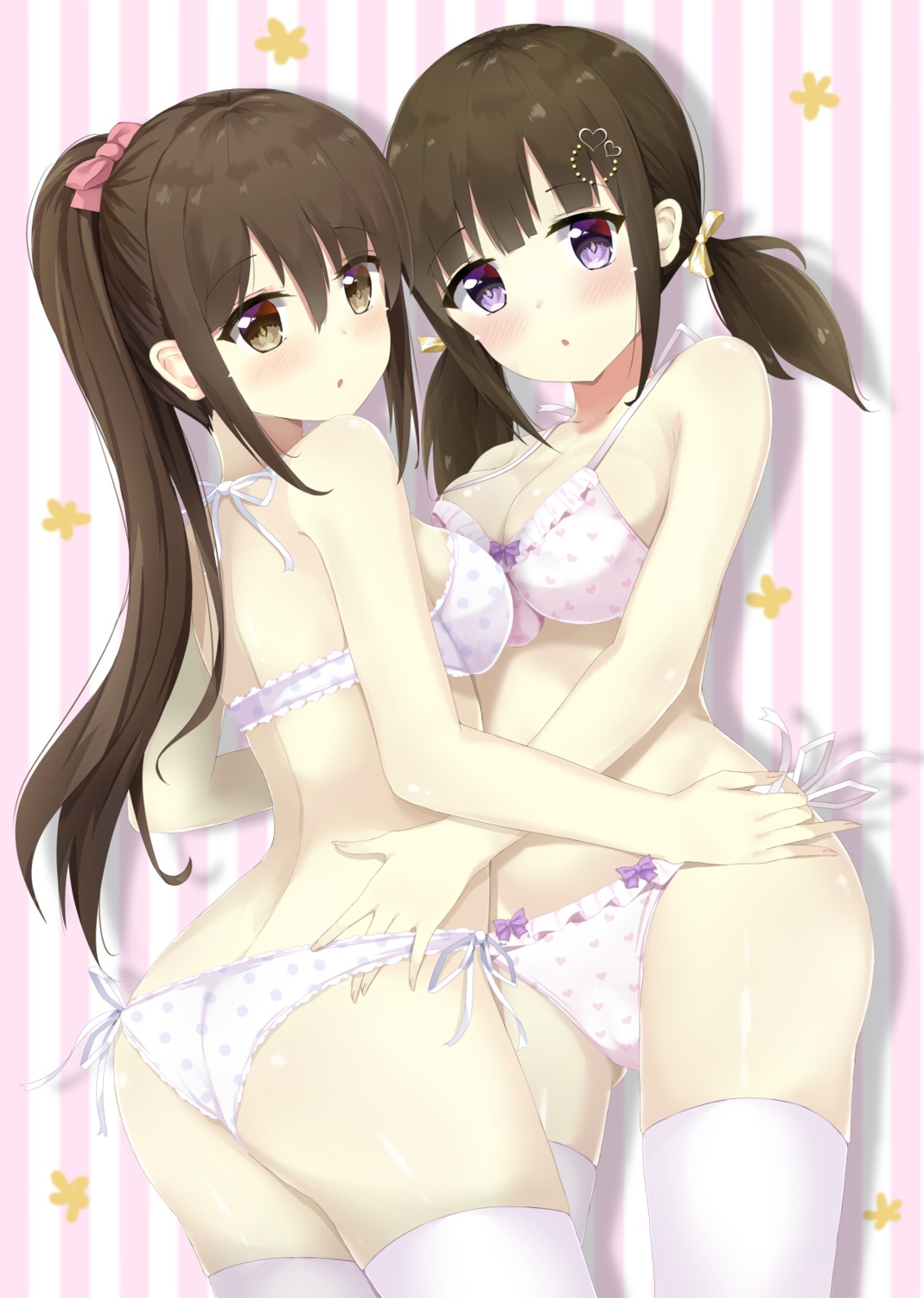 7_calpis_7 ass bra cleavage pantsu string_panties thighhighs