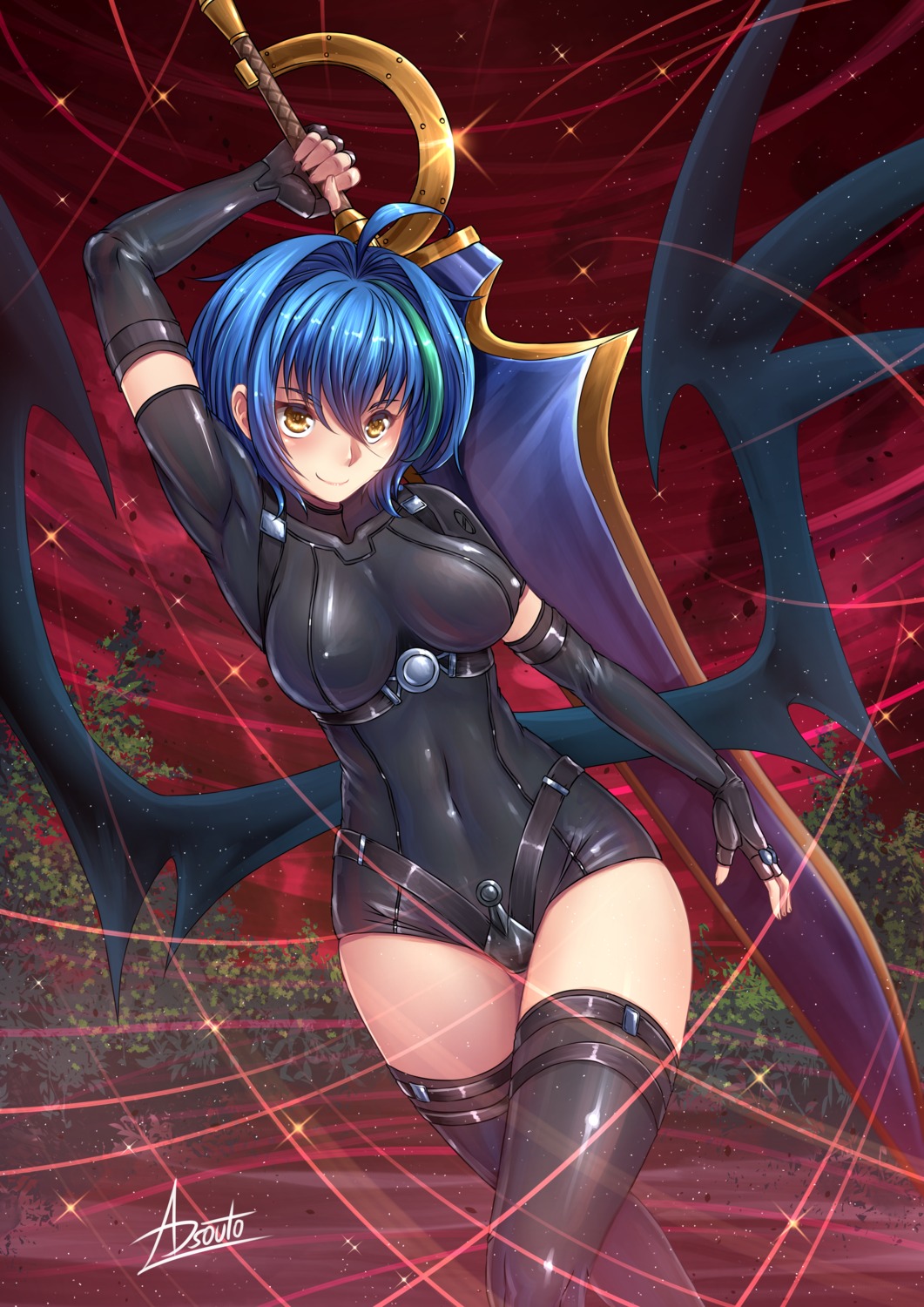 adsouto bodysuit garter highschool_dxd sword thighhighs wings xenovia_quarta