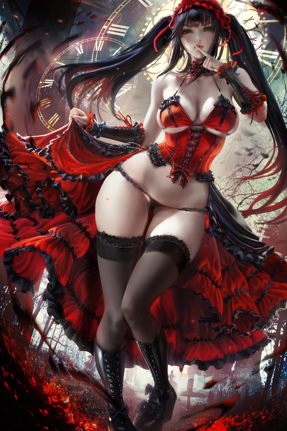 cleavage corset date_a_live lingerie pantsu sakimichan thighhighs tokisaki_kurumi