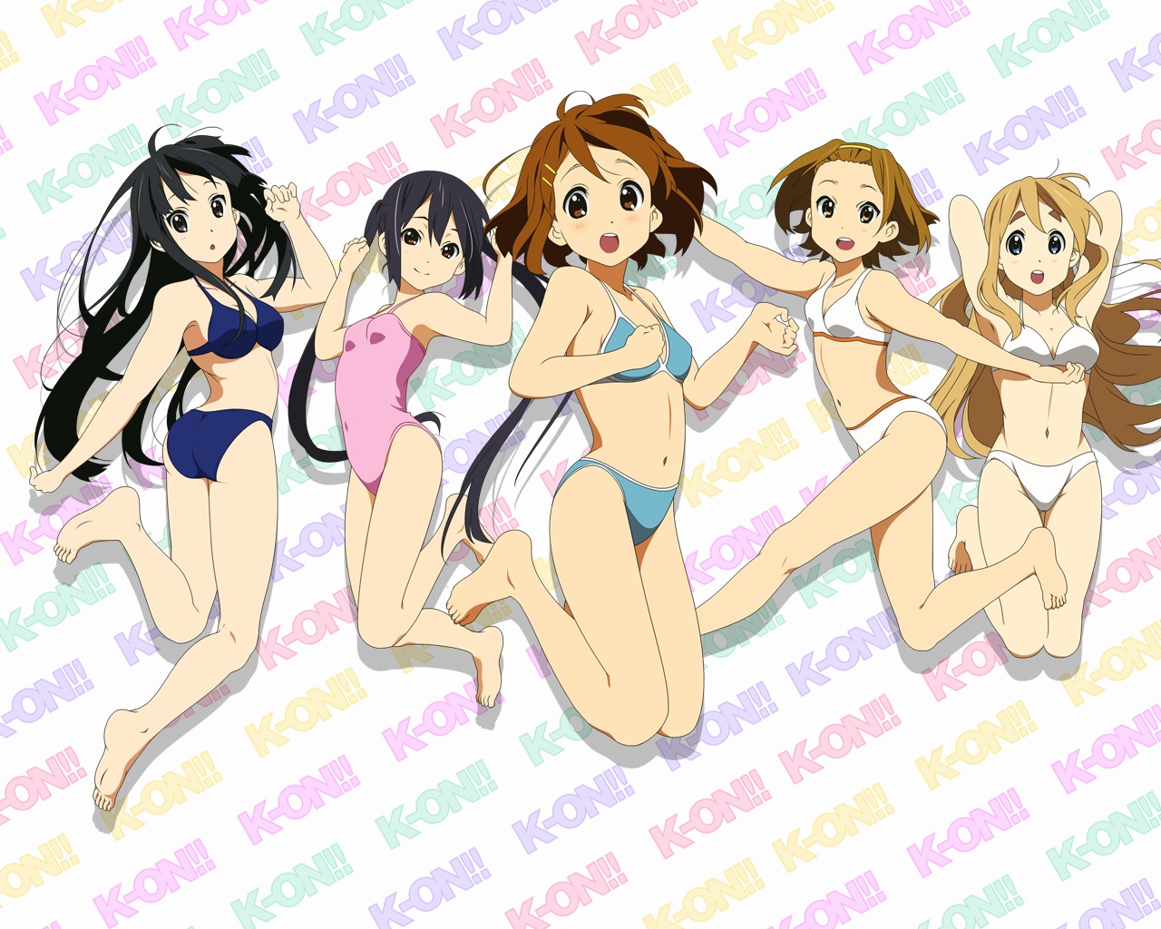 akiyama_mio bikini hirasawa_yui k-on! kotobuki_tsumugi nakano_azusa swimsuits tainaka_ritsu vector_trace wallpaper