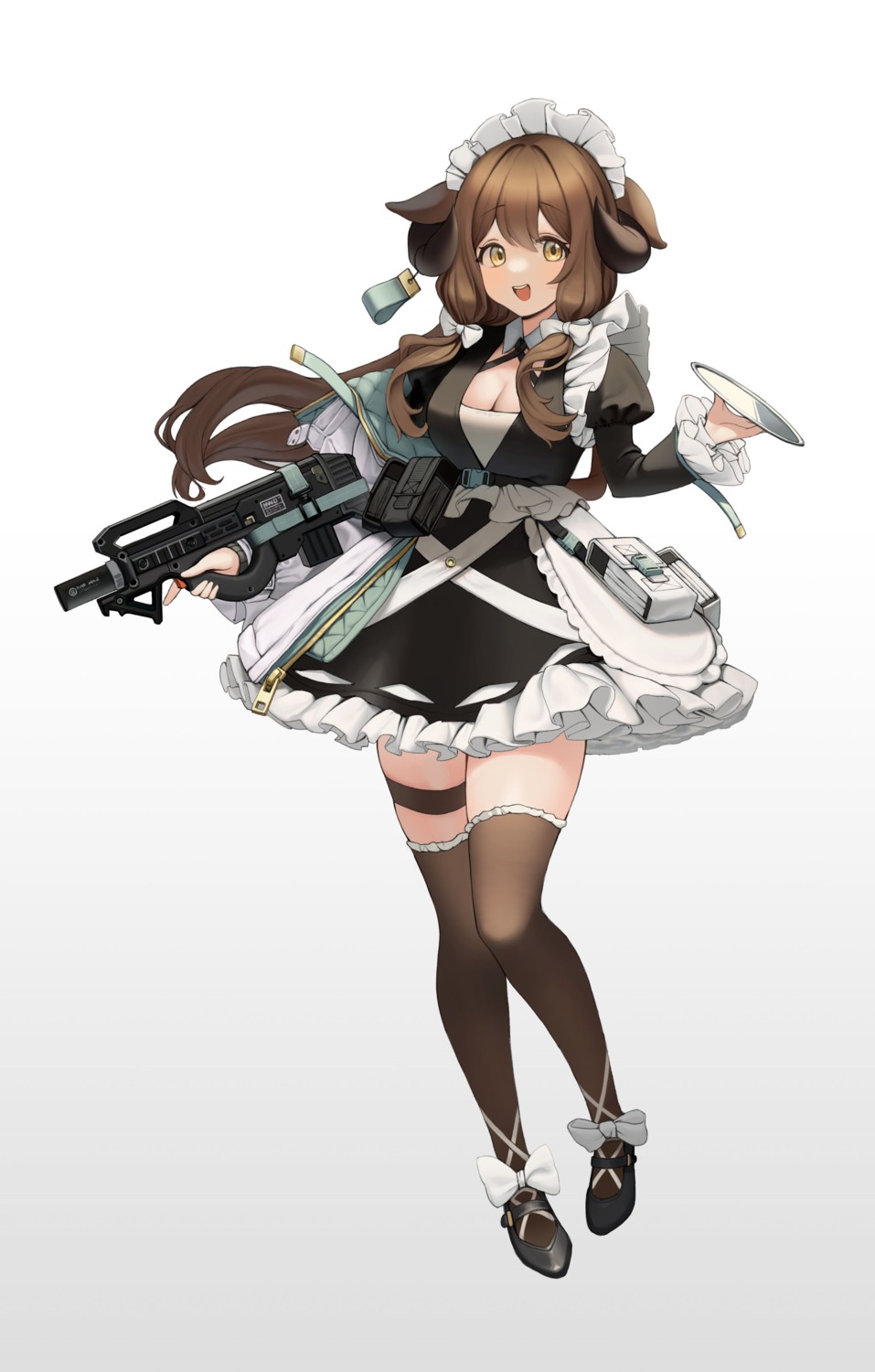 dong_ji garter gun horns maid thighhighs