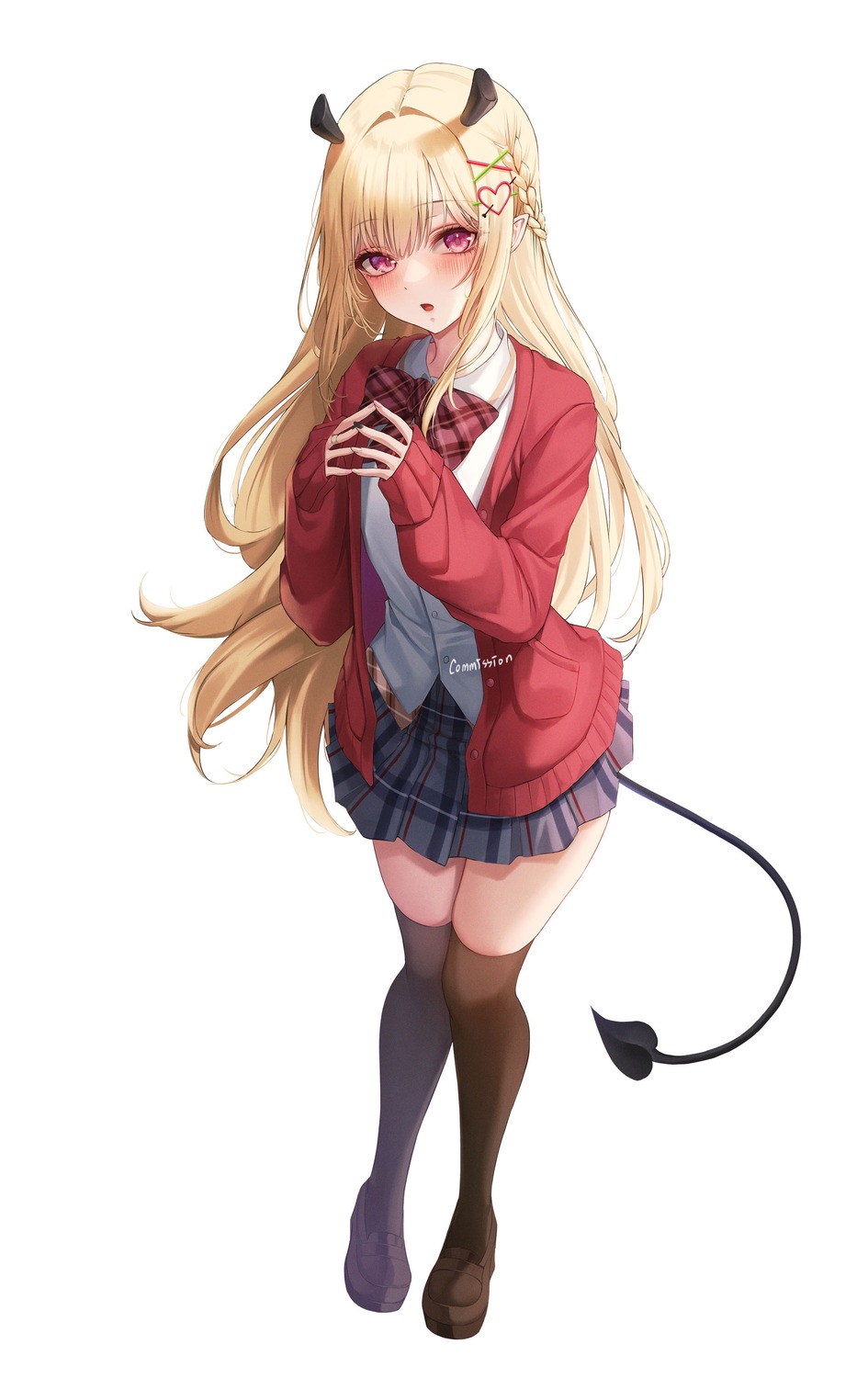 horns seifuku tagme tail thighhighs